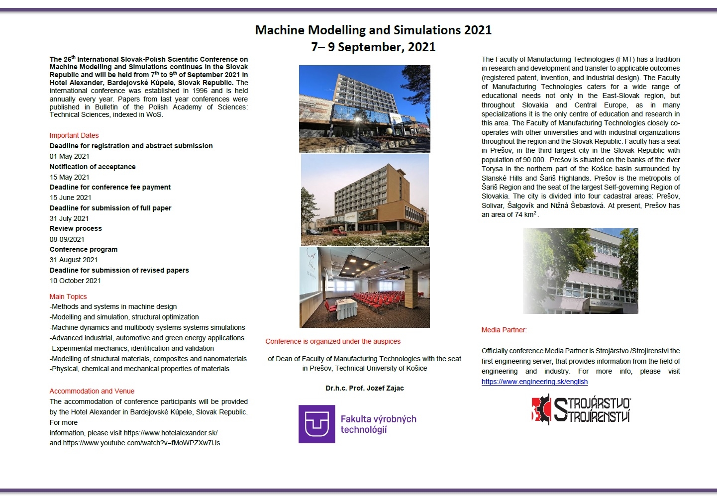 Machine Modelling and Simulations 2021